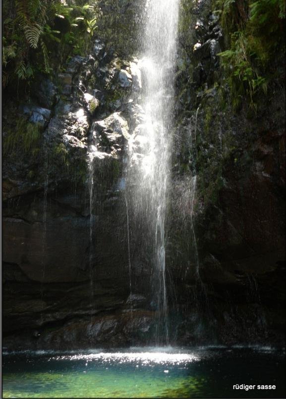 postcard of a waterfall on the Island of Madeira