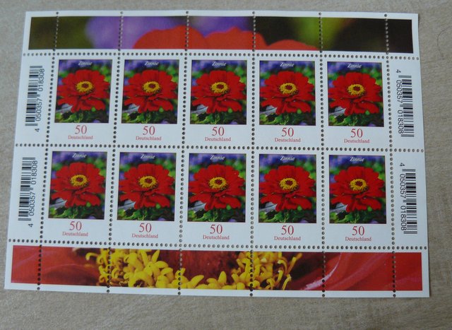 german stamp of a Zinnia