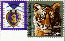 purple haert and tiger stamps USA