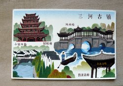 Postcard drawing old Dalian city China