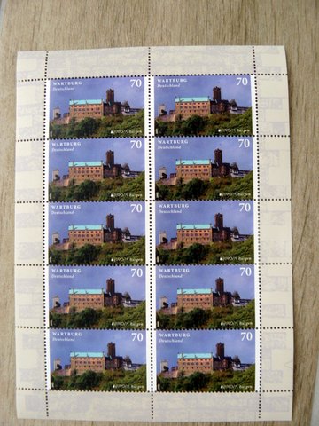 post stamp pad castle Wartburg Germany postage stamp world heritage site