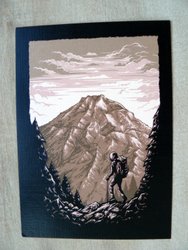 postcard drawing mountain hiker