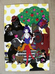 postcard japan drawing monkeys