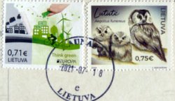 Lithuania postage stamps with postmark