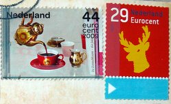 two postage stamps Netherlands coffee pot