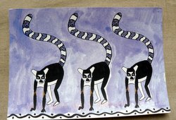 Lemur Catta Drawing postcard