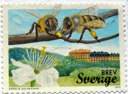 two bees postage stamp from Sweden