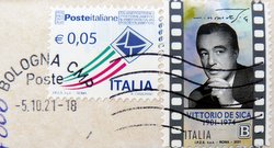 postage stamp of italian actor Vittorio de Sica