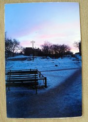 postcard winter in small russian town