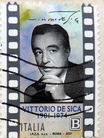 italian postage stamp of Vittorio de Sica