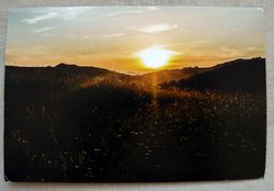 hilly landscape sunset postcard slovakia