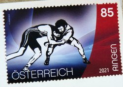 Austrian Postage stamp sport wrestling