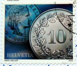 Coin of ten centimes swiss stamp Marc Weller