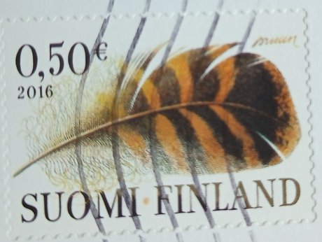 postage stamp duck feather Finland 2016