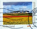 Postage stamp electric train from Netherlands