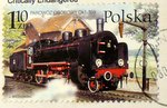 Polish stamp of a steam locomotive